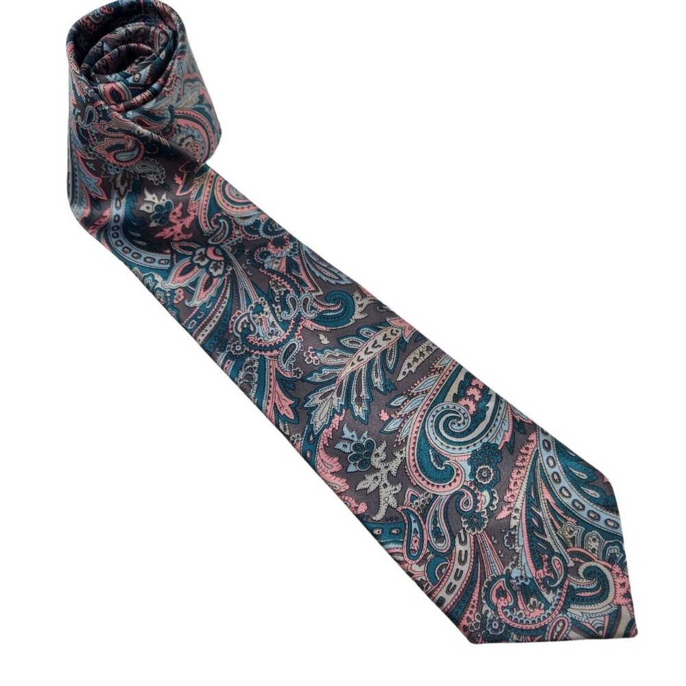 Vintage Westchester Classics Men's Paisley Tie Necktie‎ Pink Blue Gray
